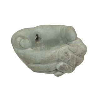 Cement Cupped Hands Wall-Mountable Planter & Birdfeeder
